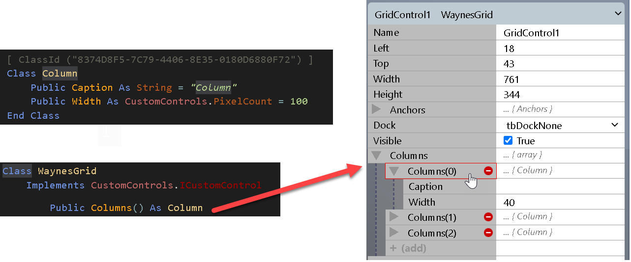 CustomControl array property sheet example